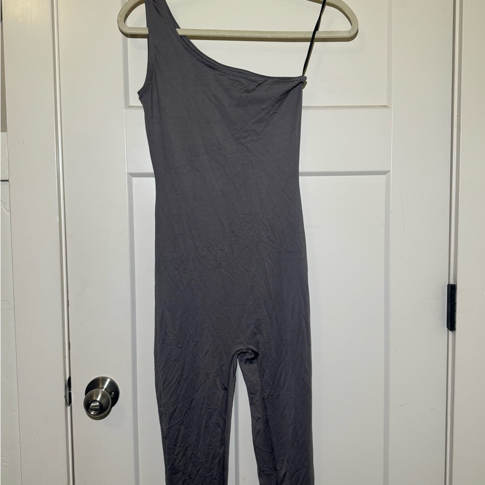 Forever 21 Gray One-Shoulder Jumpsuit